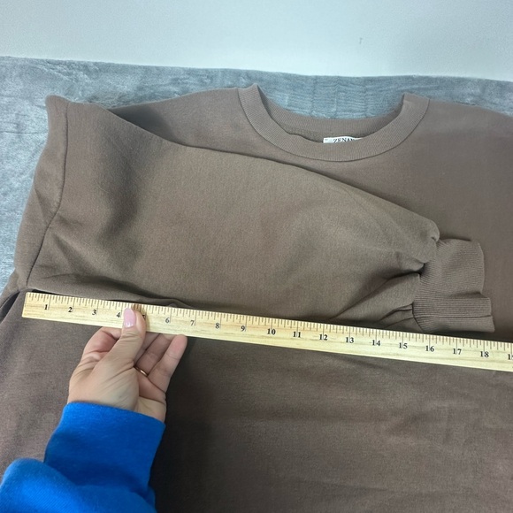 Zenana High Low Crewneck Sweatshirt Womens Plus 2X Brown‎ Pockets Mocha - Picture 13 of 14